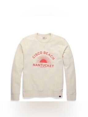 Faherty Cisco Beach Nantucket Graphic Sweatshirt Cream Size S Preppy Cotton